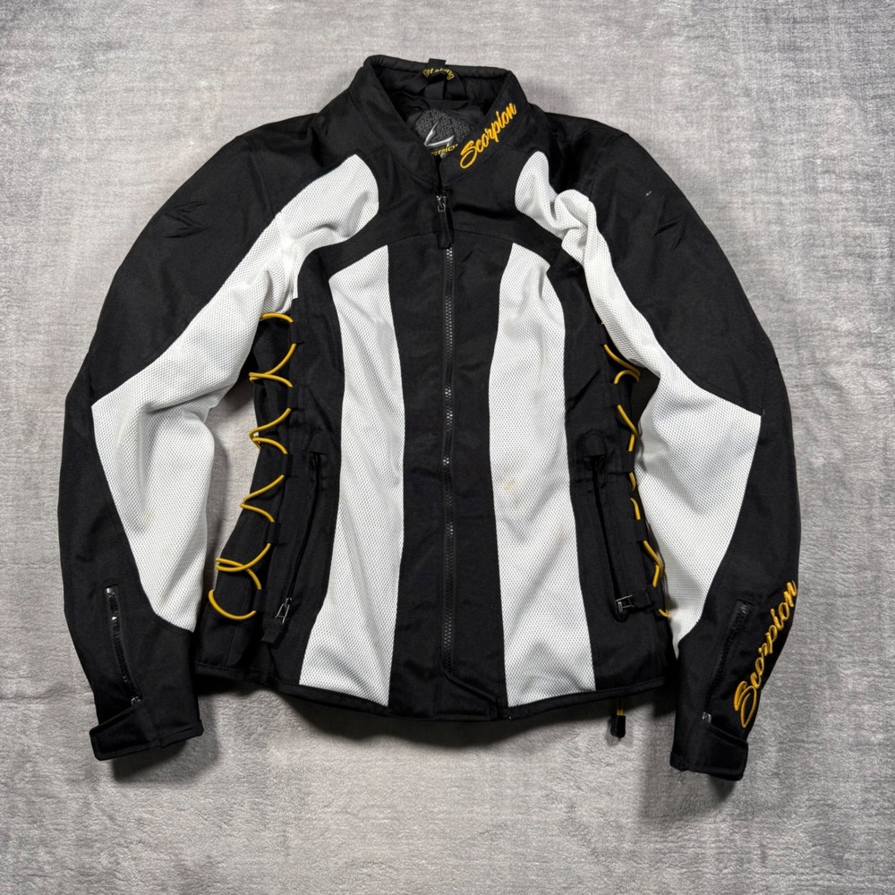 Scorpion EXO Motorcycle Jacket Womans Medium Black Leather Riding Biker Moto